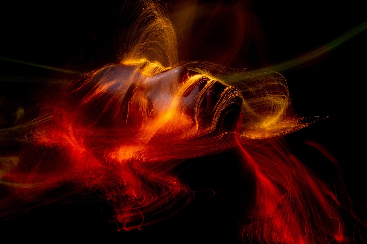 Woman, face, light painting in Long Beach, CA